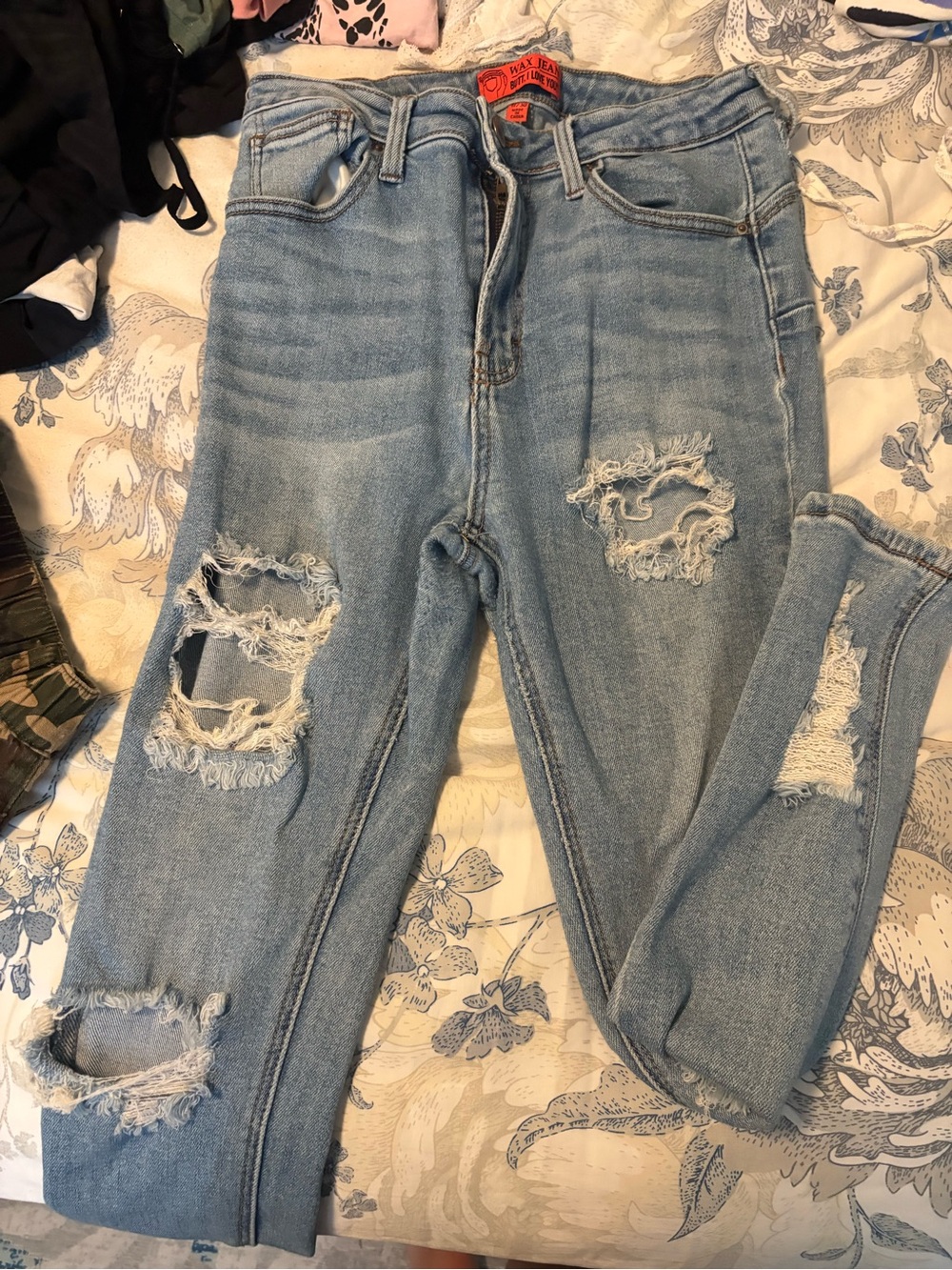 Wax Jean Light Blue Distressed Skinny Jeans